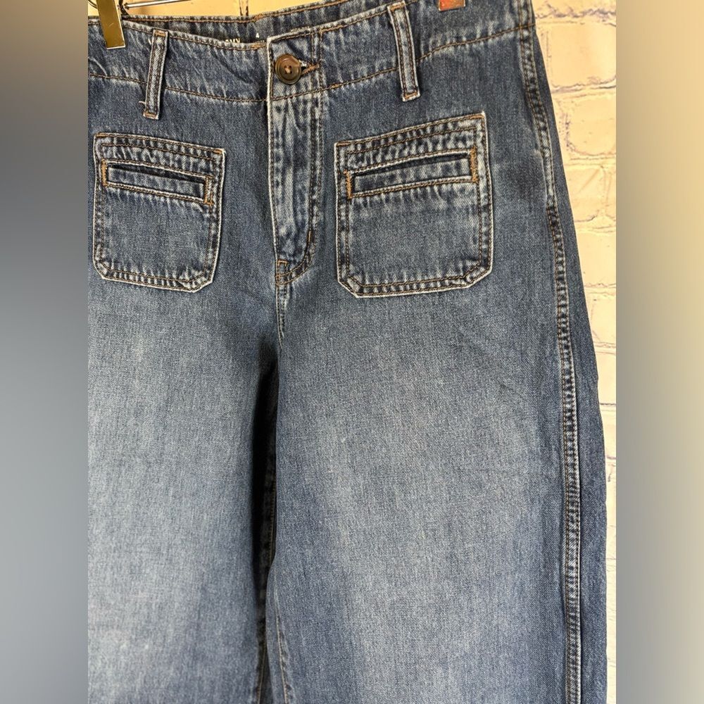 Old Navy Medium Rinse High Rise Nautical Beach Classic Preppy Wide Leg Jeans 4P - Picture 3 of 9